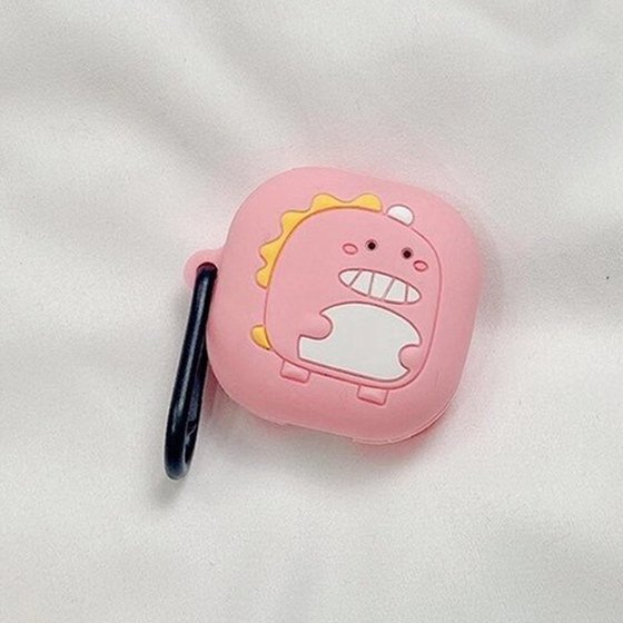 Microsonic Samsung Galaxy Buds 2 Kılıf Cartoon Figürlü Silikon Dinazor Pembe