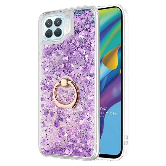 Microsonic Oppo Reno 4 Lite Kılıf Glitter Liquid Holder Mor