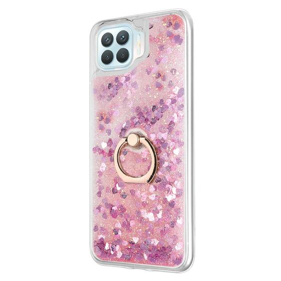 Microsonic Oppo Reno 4 Lite Kılıf Glitter Liquid Holder Pembe