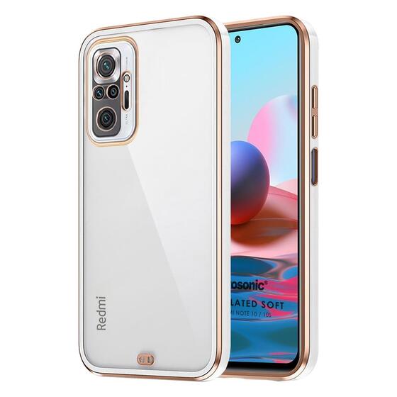 Microsonic Xiaomi Poco M5s Kılıf Laser Plated Soft Beyaz