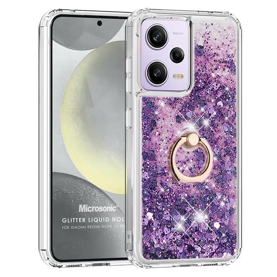 Microsonic Xiaomi Redmi Note 12 Pro Plus 5G Kılıf Glitter Liquid Holder Mor