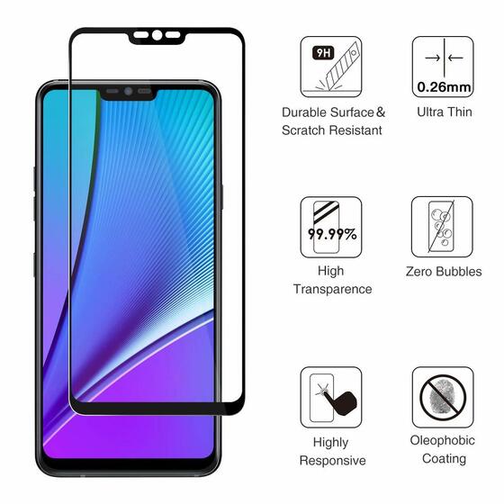 Microsonic LG G7 ThinQ Tam Kaplayan Temperli Cam Ekran Koruyucu Siyah