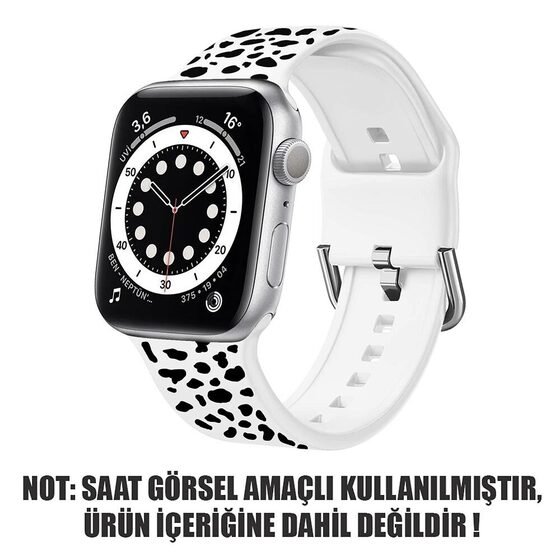 Microsonic Apple Watch SE 2022 44mm Silikon Kordon Cow Pattern