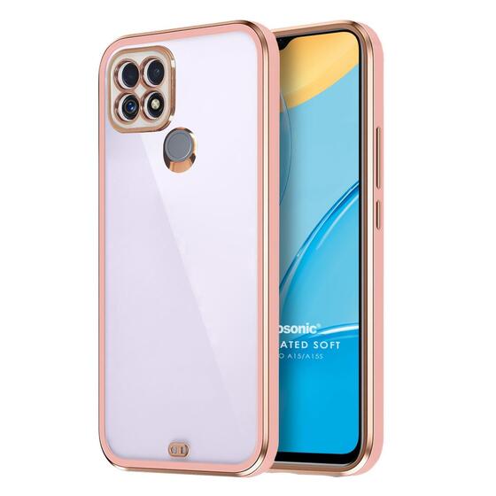 Microsonic Oppo A15 Kılıf Laser Plated Soft Pembe