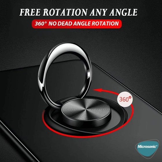 Microsonic Realme 7 Pro Kılıf Kickstand Ring Holder Kırmızı