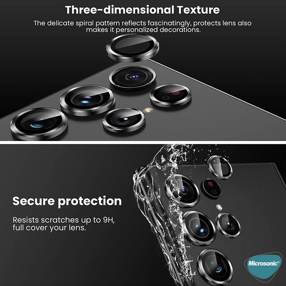 Microsonic Samsung Galaxy S25 Ultra Tekli Kamera Lens Koruma Camı Siyah