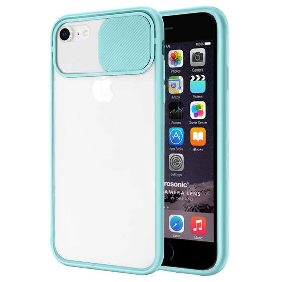 Microsonic Apple iPhone 6 Kılıf Slide Camera Lens Protection Turkuaz