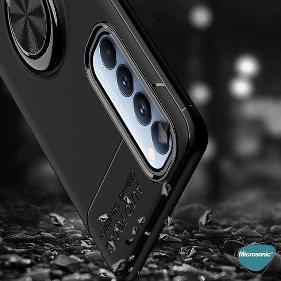 Microsonic Oppo Reno 4 Pro Kılıf Kickstand Ring Holder Lacivert