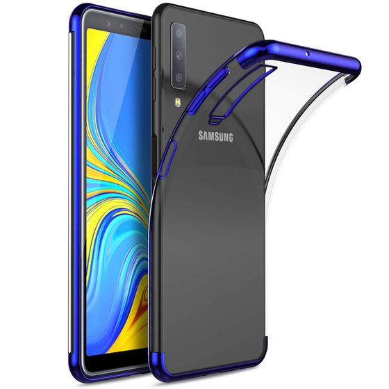 Microsonic Samsung Galaxy A7 2018 Kılıf Skyfall Transparent Clear Mavi