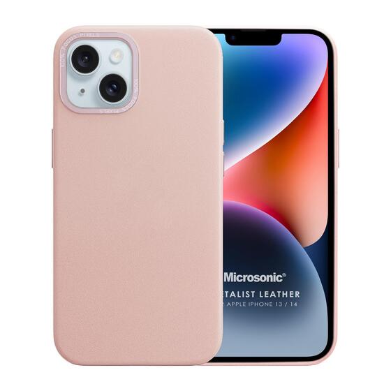 Microsonic Apple iPhone 13 Kılıf Metalist Leather Pembe