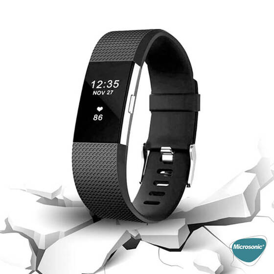 Microsonic Fitbit Charge 2 Kordon, Silicone Sport Band Siyah