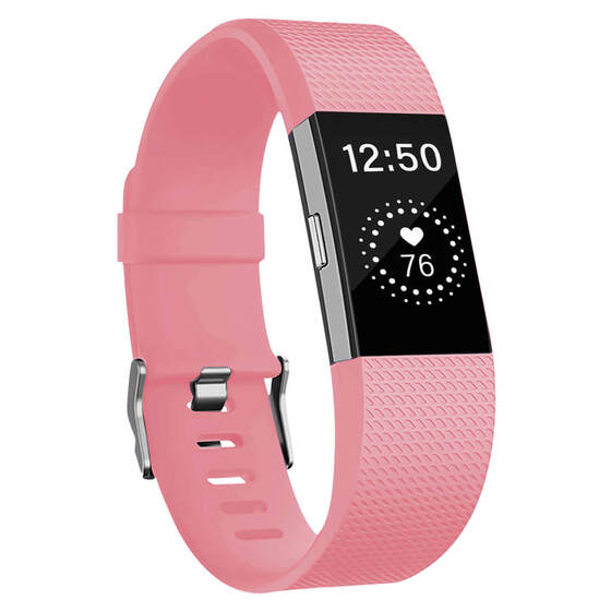 Microsonic Fitbit Charge 2 Kordon, Silicone Sport Band Pembe