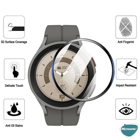 Microsonic Samsung Galaxy Watch 7 44mm Tam Kaplayan Nano Cam Ekran Koruyucu Siyah