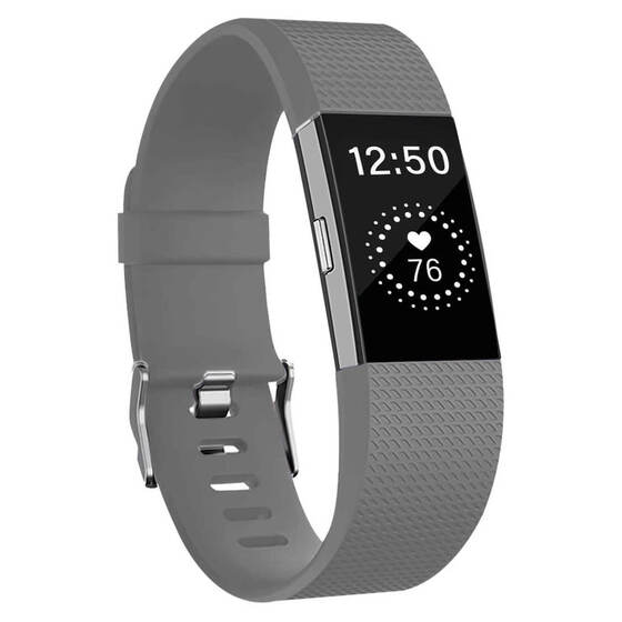 Microsonic Fitbit Charge 2 Kordon, Silicone Sport Band Gri