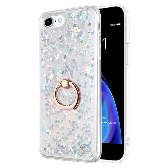 Microsonic Apple iPhone 8 Kılıf Glitter Liquid Holder Gümüş