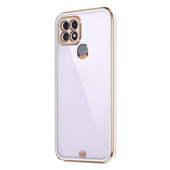 Microsonic Oppo A15s Kılıf Laser Plated Soft Beyaz