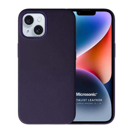 Microsonic Apple iPhone 14 Kılıf Metalist Leather Mor