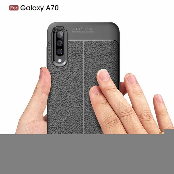 Microsonic Samsung Galaxy A70 Kılıf Deri Dokulu Silikon Kırmızı