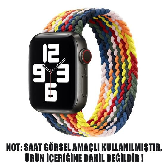 Microsonic Apple Watch Series 6 44mm Kordon, (Small Size, 127mm) Braided Solo Loop Band Multi Color