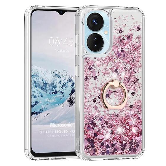 Microsonic TECNO Spark 9 Pro Kılıf Glitter Liquid Holder Pembe