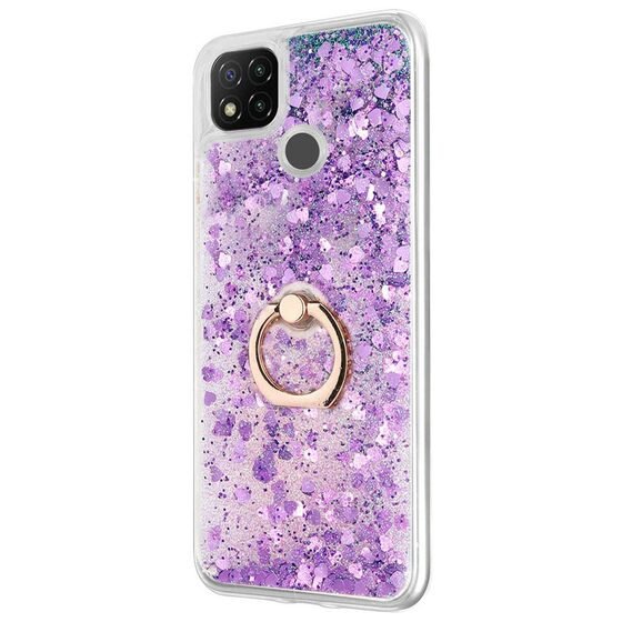 Microsonic Xiaomi Redmi 9C Kılıf Glitter Liquid Holder Mor