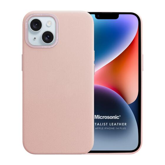 Microsonic Apple iPhone 14 Plus Kılıf Metalist Leather Pembe