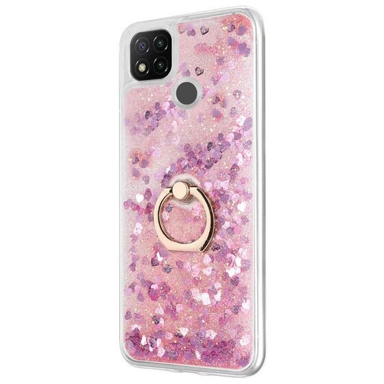 Microsonic Xiaomi Redmi 9C Kılıf Glitter Liquid Holder Pembe