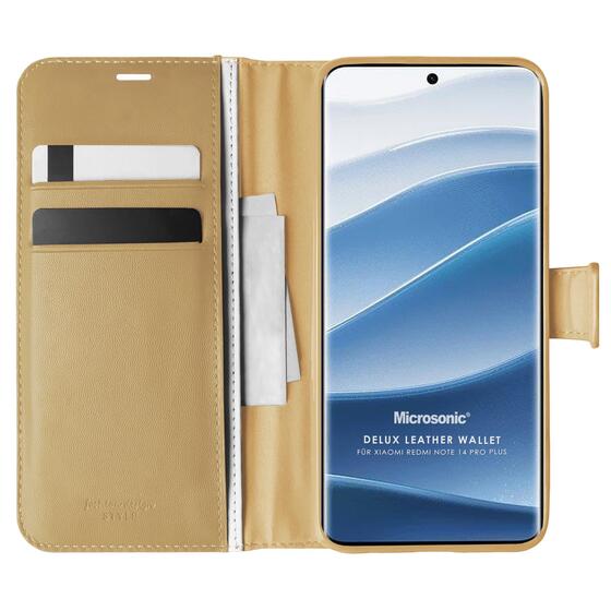 Microsonic Xiaomi Redmi Note 14 Pro Plus Kılıf Delux Leather Wallet Gold