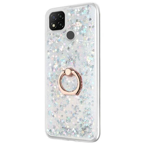 Microsonic Xiaomi Redmi 9C Kılıf Glitter Liquid Holder Gümüş