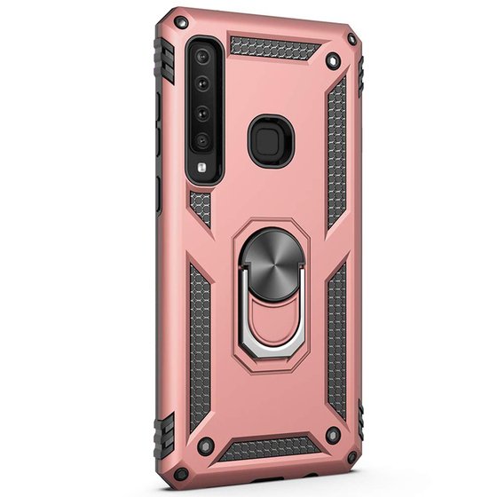 Microsonic Samsung Galaxy A9 2018 Kılıf Military Ring Holder Rose Gold