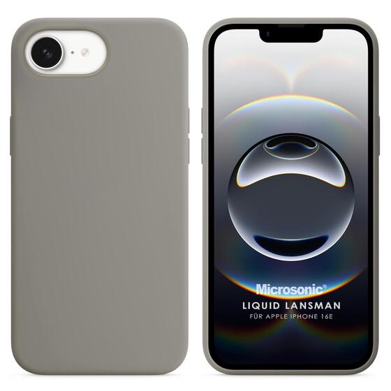 Microsonic Apple iPhone 16e Kılıf Liquid Lansman Silikon Taş Gri