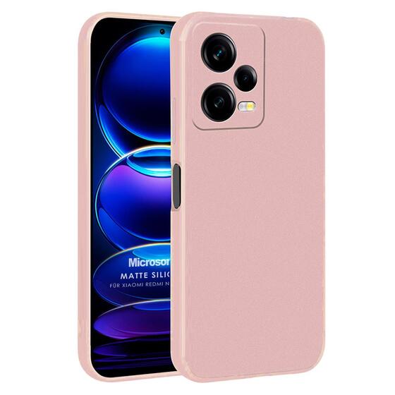 Microsonic Matte Silicone Xiaomi Redmi Note 12 Pro Kılıf Rose Gold