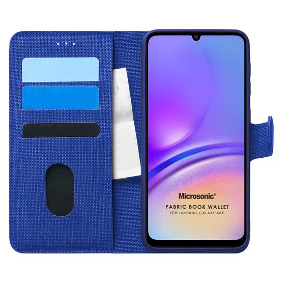 Microsonic Samsung Galaxy A05 Kılıf Fabric Book Wallet Lacivert