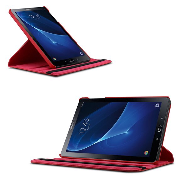 Microsonic Samsung Galaxy Tab A 10.1'' T580 Kılıf 360 Rotating Stand Deri Kırmızı