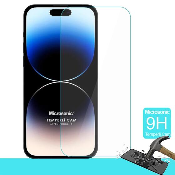 Microsonic Apple iPhone 15 Tempered Glass Cam Ekran Koruyucu