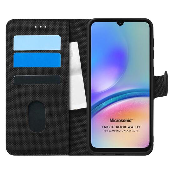 Microsonic Samsung Galaxy A05s Kılıf Fabric Book Wallet Siyah