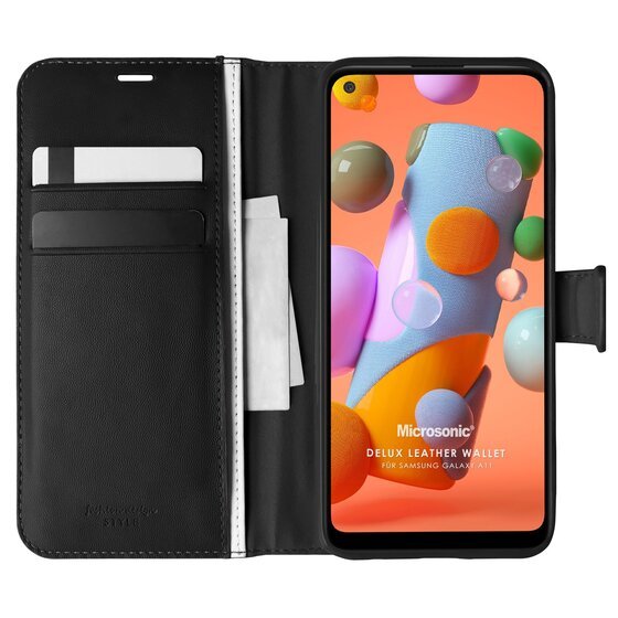 Microsonic Samsung Galaxy A11 Kılıf Delux Leather Wallet Siyah