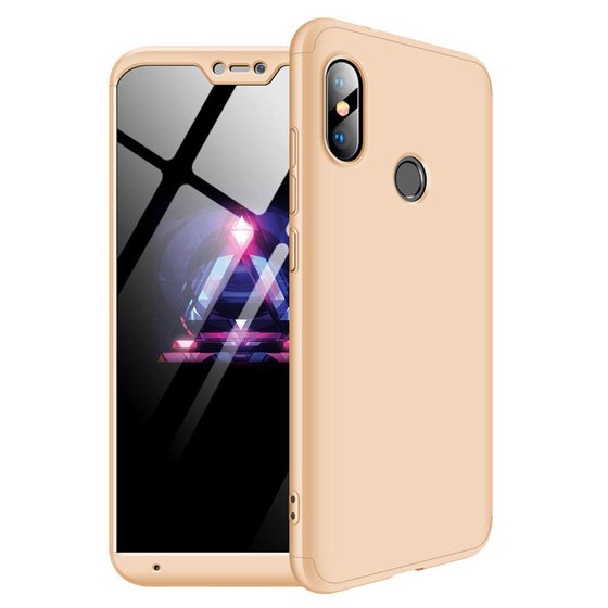 Microsonic Xiaomi Mi A2 Lite Kılıf Double Dip 360 Protective Gold