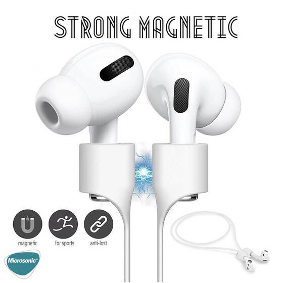 Microsonic Apple AirPods 1. Nesil / 2. Nesil Manyetik Mıknatıslı Kulaklık İpi Pembe