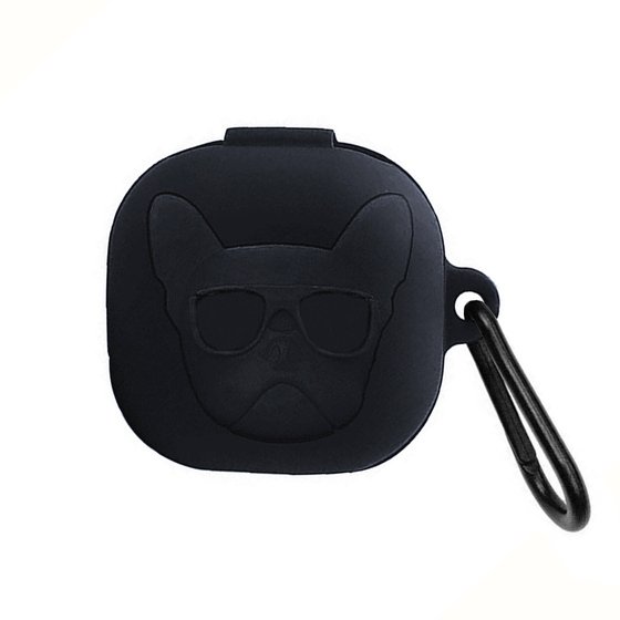 Microsonic Samsung Galaxy Buds Live Kılıf Cartoon Figürlü Silikon French Bulldog Siyah