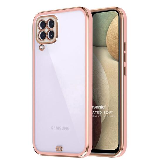 Microsonic Samsung Galaxy A12 Kılıf Laser Plated Soft Pembe