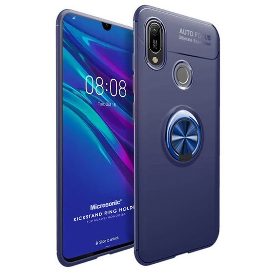 Microsonic Huawei Honor 8A Kılıf Kickstand Ring Holder Lacivert