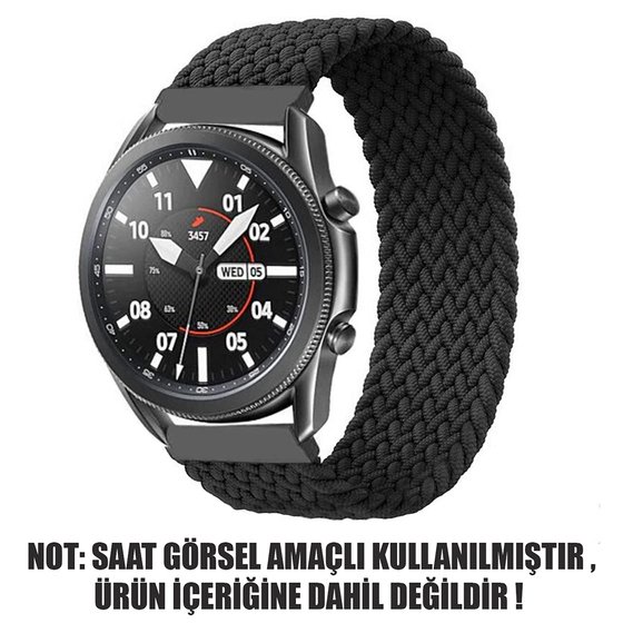 Microsonic Samsung Galaxy Watch Active 2 44mm Kordon, (Small Size, 135mm) Braided Solo Loop Band Siyah