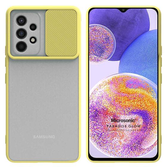 Microsonic Samsung Galaxy A23 Kılıf Slide Camera Lens Protection Sarı