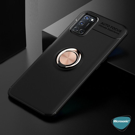 Microsonic Oppo A92 Kılıf Kickstand Ring Holder Kırmızı