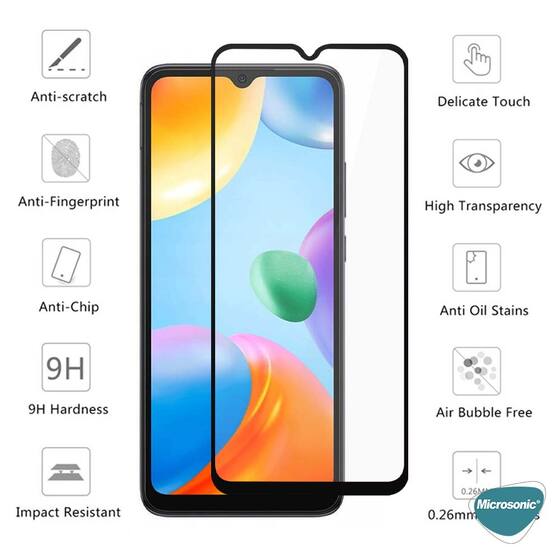 Microsonic Xiaomi Redmi A4 Tam Kaplayan Temperli Cam Ekran Koruyucu Siyah