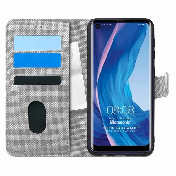 Microsonic Reeder P13 Blue Max Pro Kılıf Fabric Book Wallet Gri