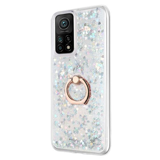 Microsonic Xiaomi Mi 10T Kılıf Glitter Liquid Holder Gümüş