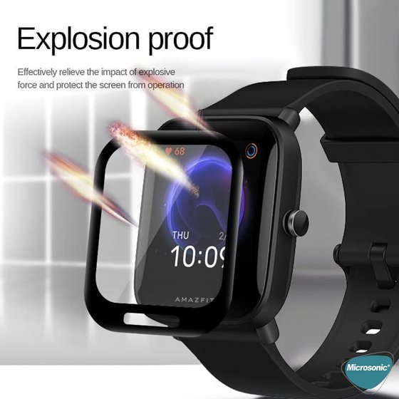 Microsonic Amazfit Bip U Tam Kaplayan Nano Cam Ekran Koruyucu Siyah