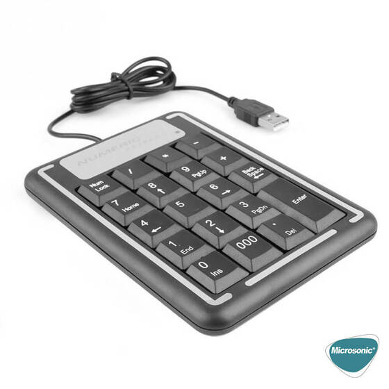 Microsonic Numeric Keypad Numpad USB Kablolu Keypad Numerik Klavye Siyah